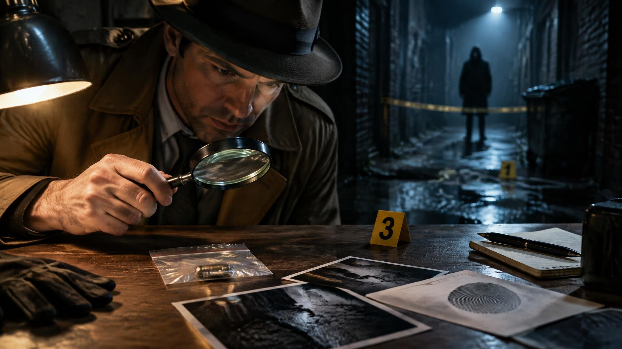 detective investigating scene